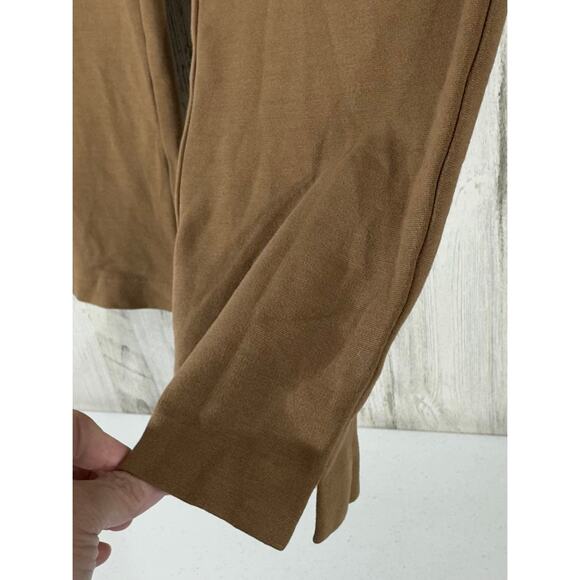 Chicos Ponte Knit Ankle Pants Size 1.5 (32x26) Camel Brown Faux Pockets Hem Slit - Picture 10 of 10